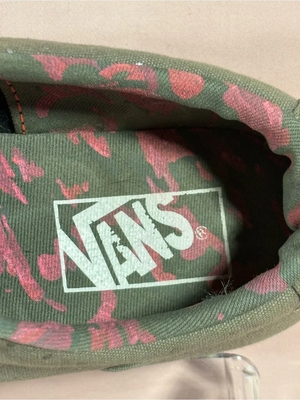 Vans Women's Khaki-Tan-Greenish Canvas Color With Silver Chips Sneakers Size 9.5